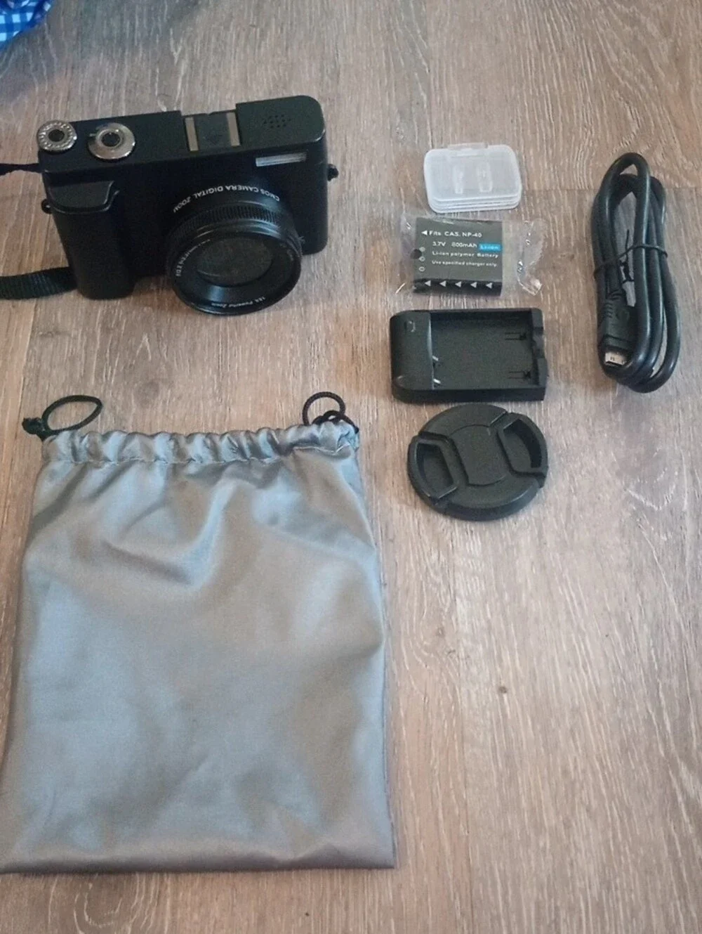 Compact 4K Digital Camera in Black with Carry Pouch